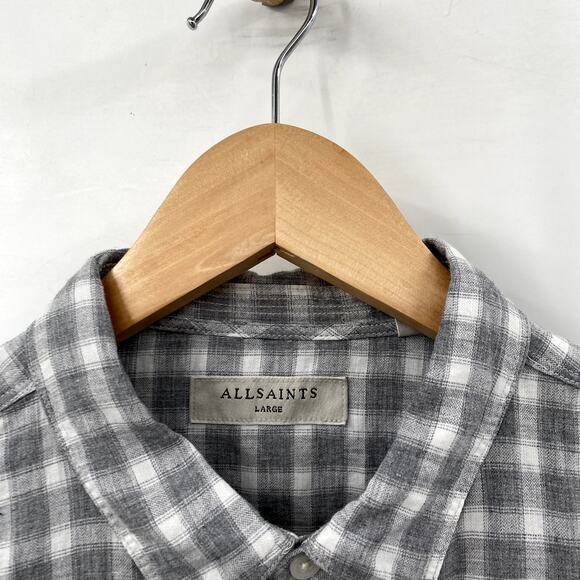 All Saints Gray Culto Gingham Button Down - Picture 5 of 8